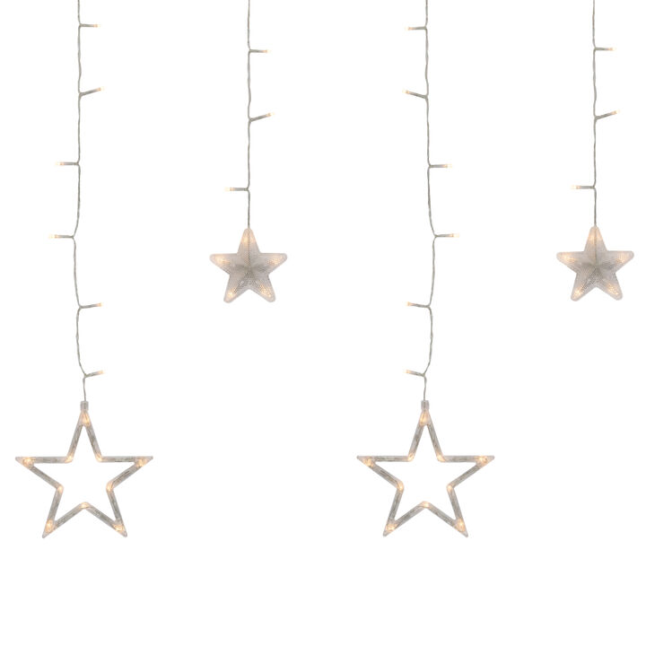 138 Clear LED Star Drop Window Curtain Christmas Lights - 17.75ft Clear Wire