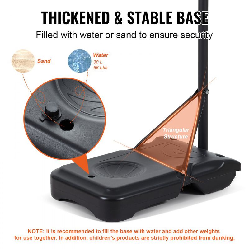 Height Adjustable Basketball Hoop with Stand, Portable Goal for Indoor Outdoor Kids and Adults-Black image number 5