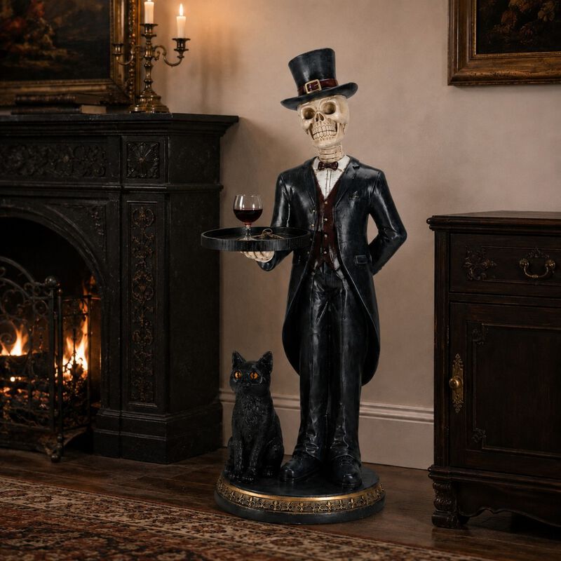 Fotson Halloween Resin Skeleton Butler Floor Statue image number 3