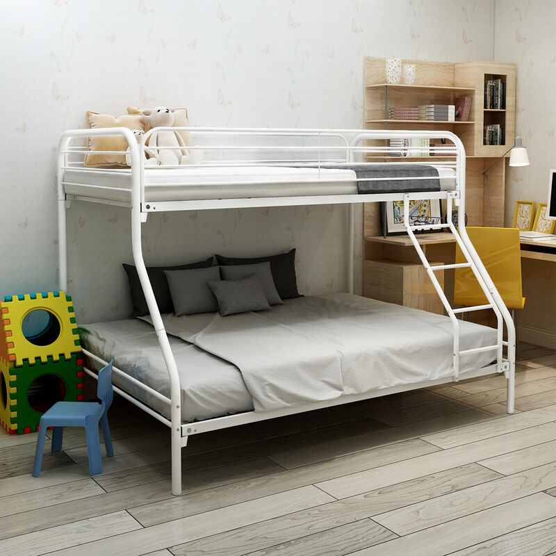 Twin-Over-Full Metal Bunk Bed, Heavy Duty Bunk Bed,Easy Assembly with Enhanced Upper-Level Guardrail