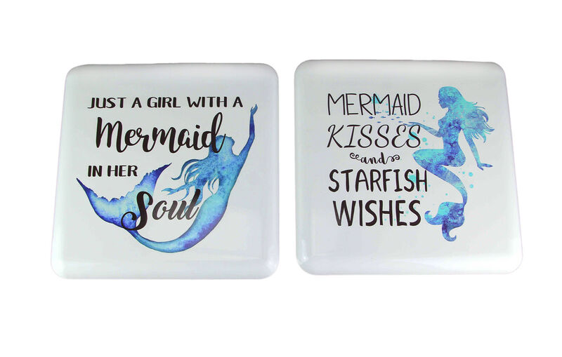 Set Of 2 Metal Mermaid Sign Inspirational Quote Wall Art Novelty Coastal Decor image number 0
