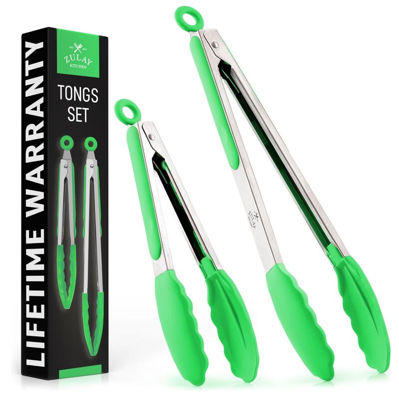 Stainless Steel Kitchen Tongs With Lock Mechanism (Set of 2)