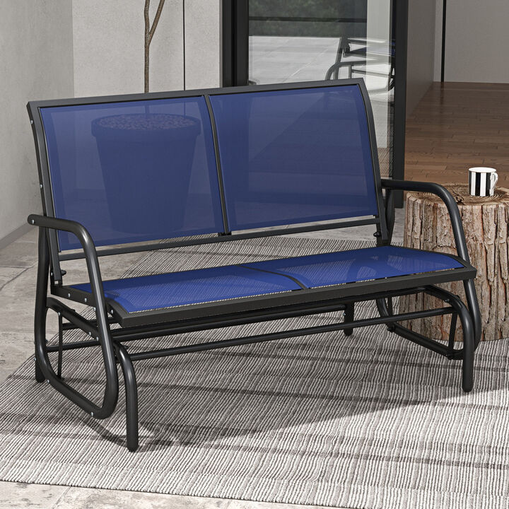 2-Person Outdoor Glider Bench Double Rocking Chair Dark Blue