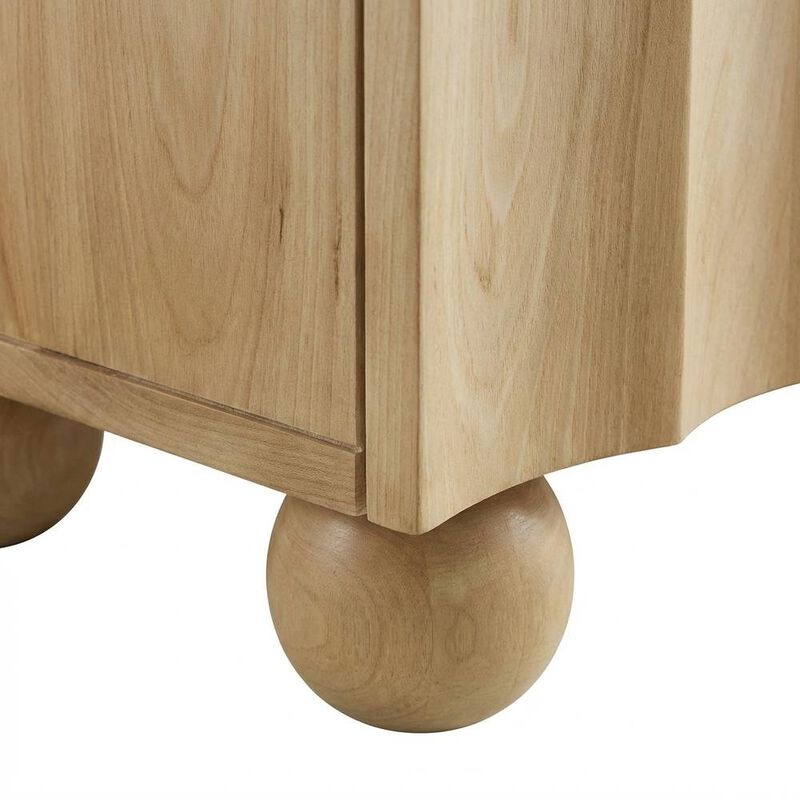 Scalloped Wood TV Stand in Neutral Finish with Spacious Storage image number 6