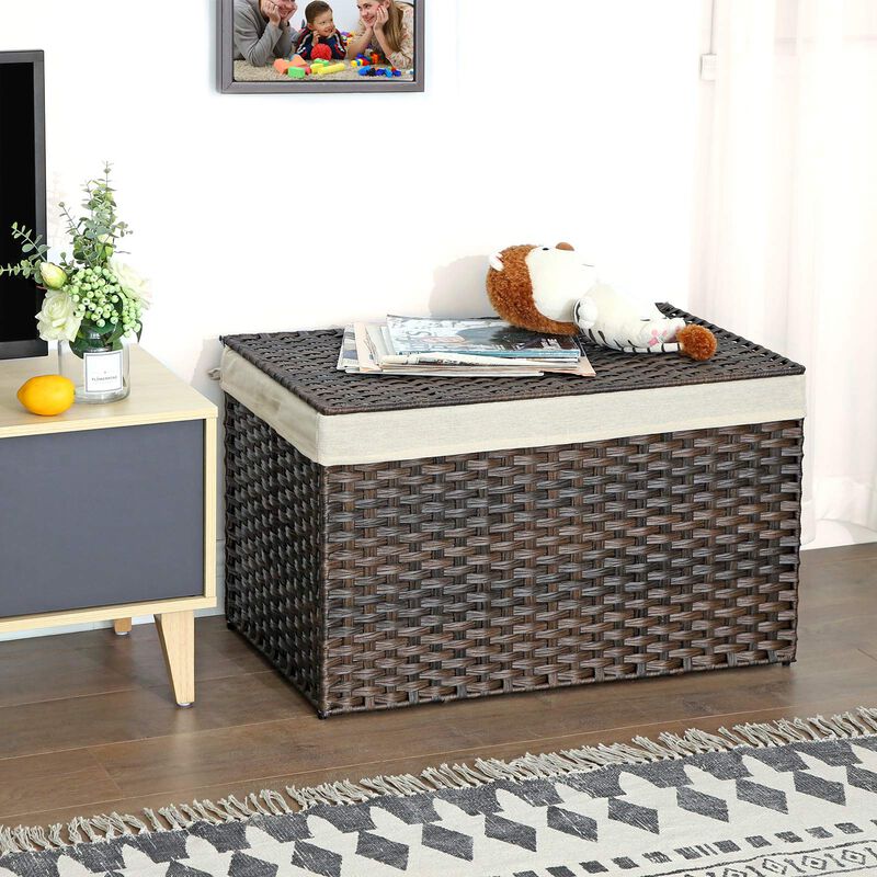 Storage Trunk with Cotton Liner and Metal Frame for Bedroom and Closet