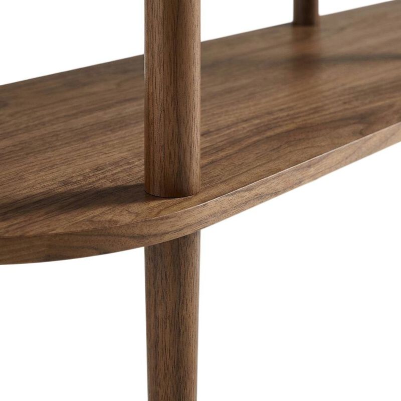 Brown wood TV stand with solid mango construction and oval design image number 6