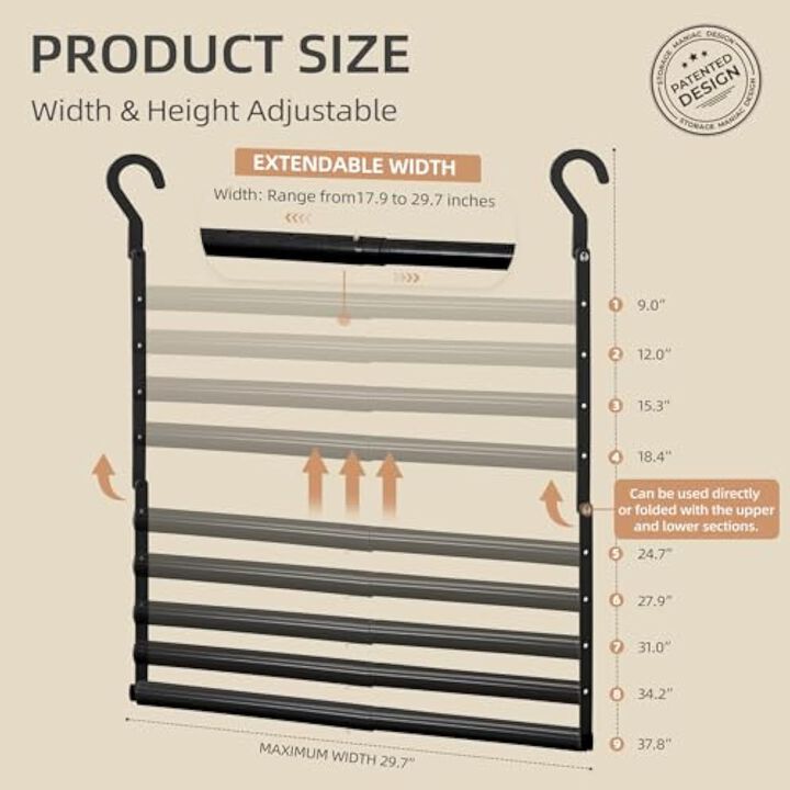 2-Pack Premium Wooden Tie Rack | Closet Organizer for Neckties and Belts