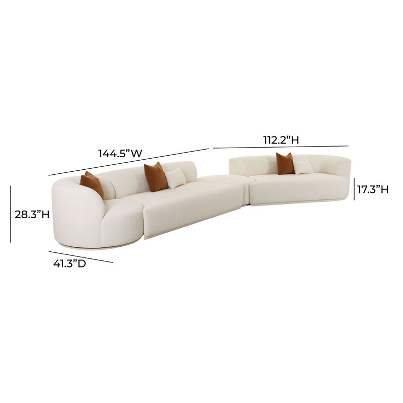 Fickle Cream Boucle 4-Piece Modular RAF Sectional image number 5