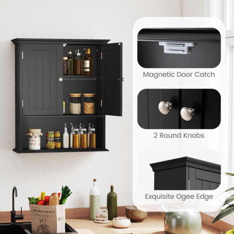 Hivvago Wall Mount Bathroom Cabinet Storage Organizer with Doors and Shelves