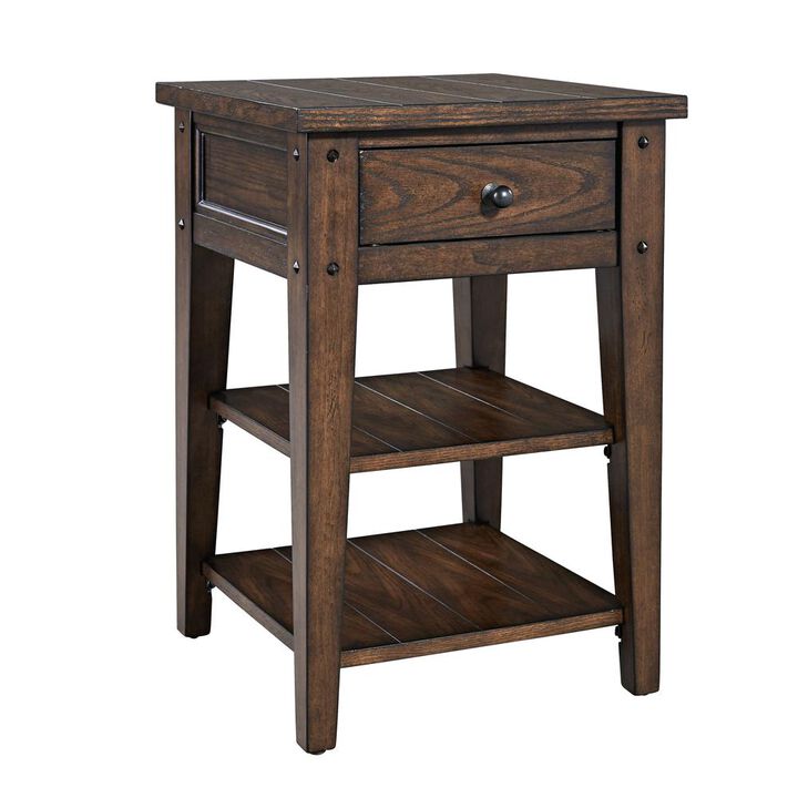Liberty Furniture Lake House Chair Side Table in Rustic Brown Oak