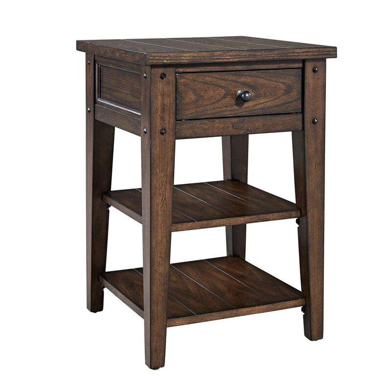 Liberty Furniture Lake House Chair Side Table in Rustic Brown Oak image number 0