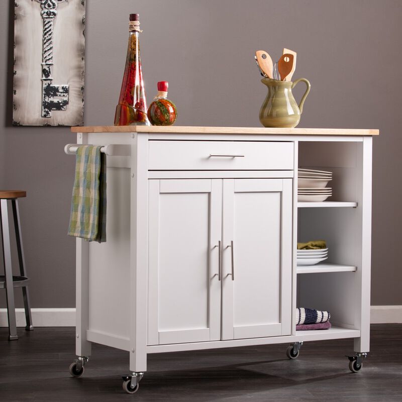 Kitchen Island Cart on Wheels with Cabinets and Storage