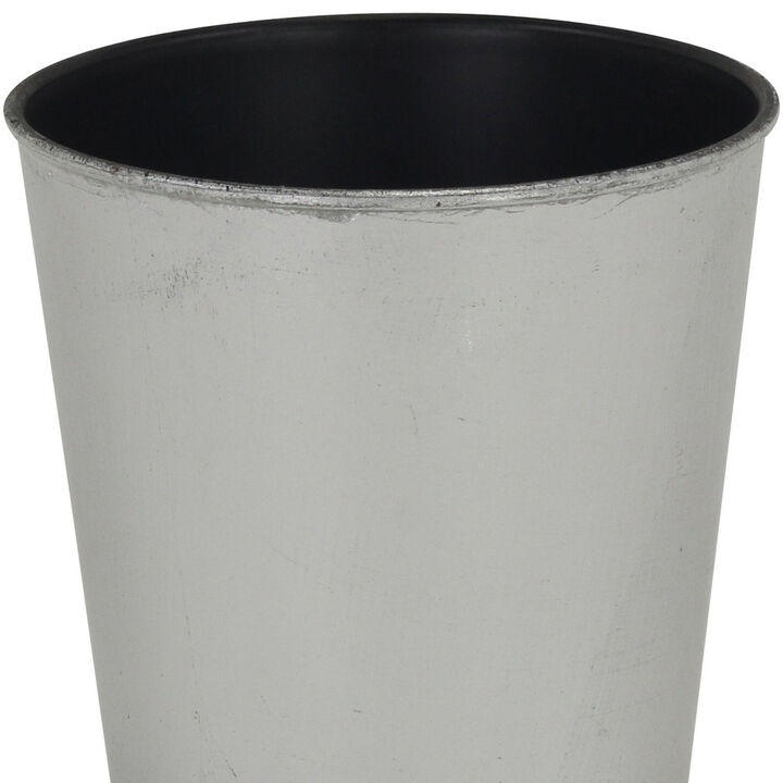 HomeRoots 5" Silver Recycled Plastic Indoor Outdoor Round Pot Planter