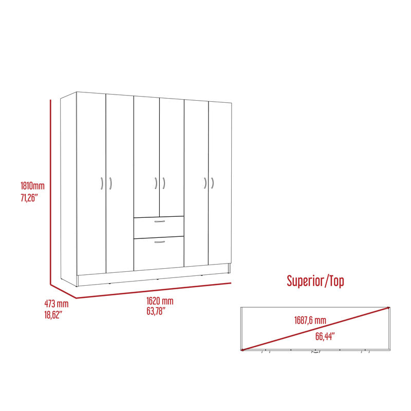 Streamdale Davenport 1-Drawer Rectangle 6-Door Armoire Black Wenge And White image number 5