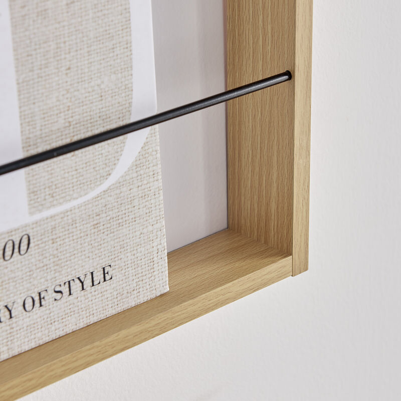 Steiner Beech Square Modern 2-Tier Kids Book or Toy Figure Display Unit Wall Mounted Bookshelf with Contrasting Black Rods