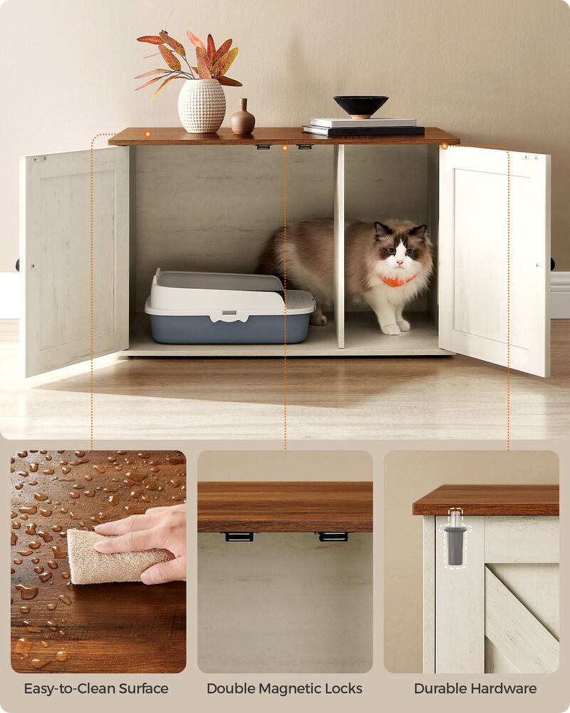 Cat Washroom Cabinet - Hidden Litter Box Enclosure with Wooden Doors