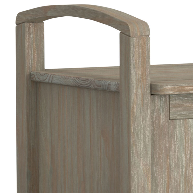 Warm Shaker SOLID WOOD 44 inch Wide Transitional Entryway Storage Bench in Distressed Grey