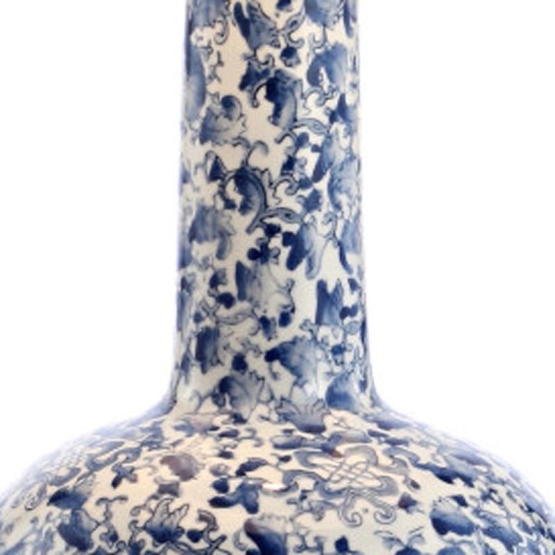 HomeRoots 30" Blue White And Gold Gourd Table Lamp With Drum Shade image number 4