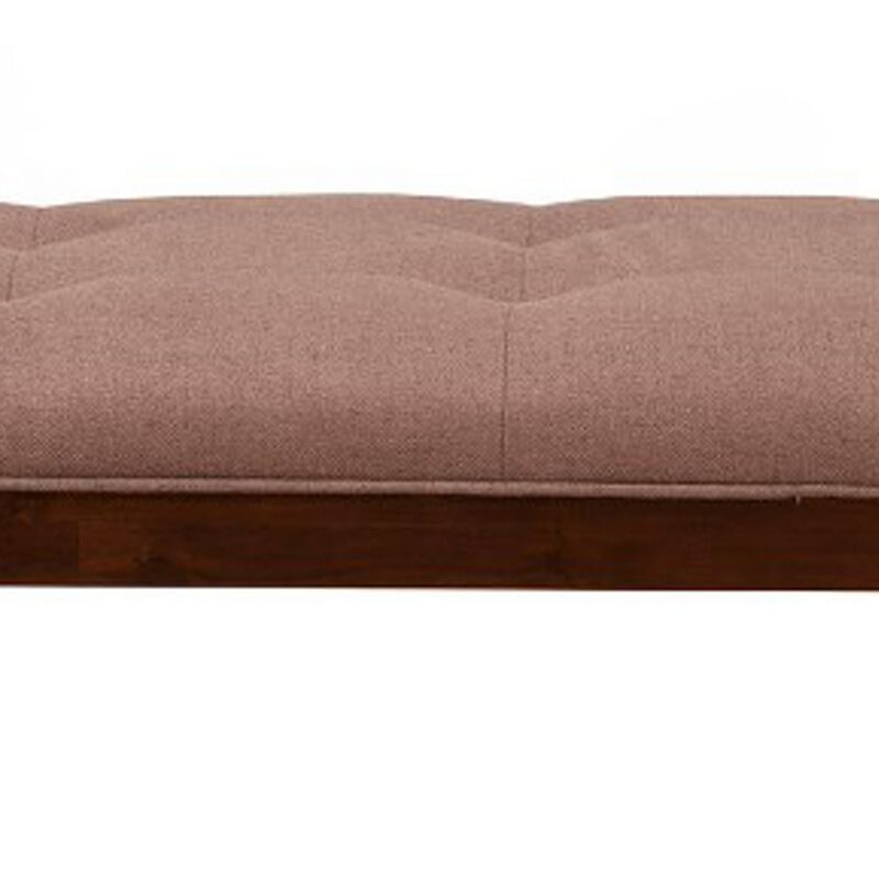 Wooden Dining Bench With Tufted Upholstery Brown-Benzara image number 4