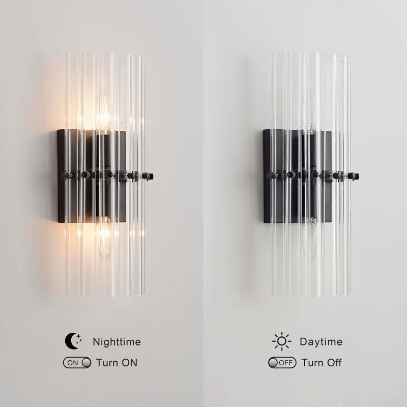 Clara 2-Light Black Crystal Glass Bar Wall Sconce image number 5