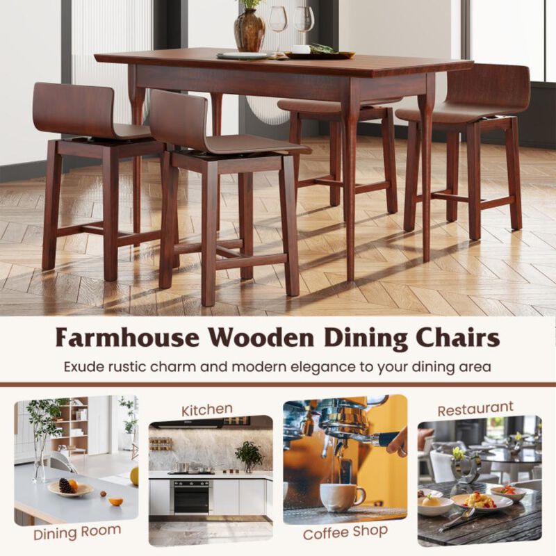 Hivvago Swivel Dining Chair Set of 2 with Low Back and Curved Seat