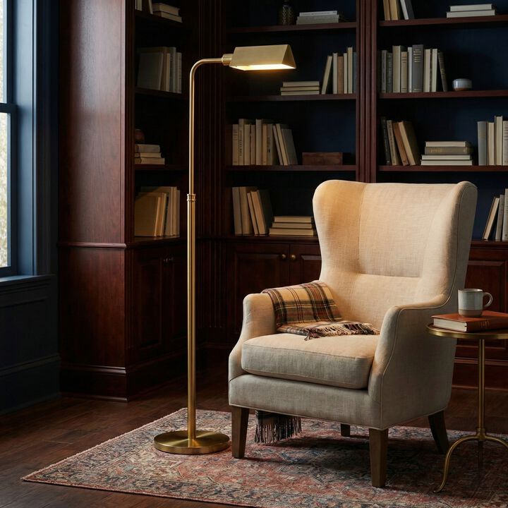 ELEMENT ACE Slim Minimalist Standing Floor Lamp with Neutral Shade, Ideal for Contemporary Living Room, Bedroom, and Office Ambient Illumination
