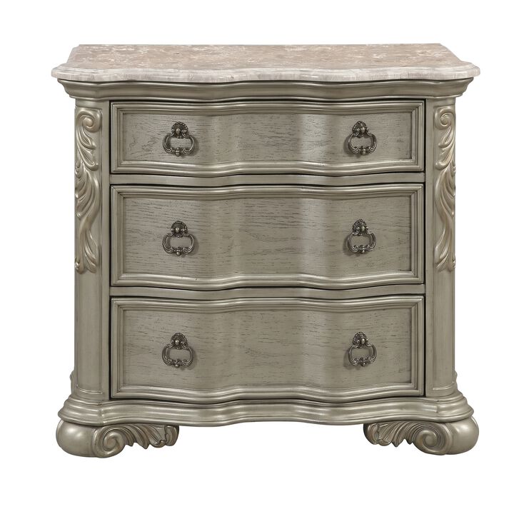 Bella Traditional Wood Nightstand with 3 Drawers, Fully Assembled Bedside Storage Table
