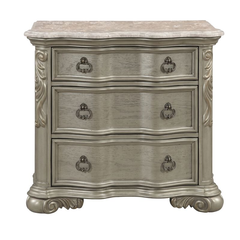 Bella Traditional Wood Nightstand with 3 Drawers, Fully Assembled Bedside Storage Table image number 0