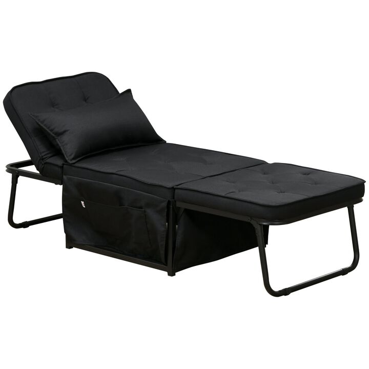 Black Convertible Seating: Ottoman Bed with Adjustable Backrest