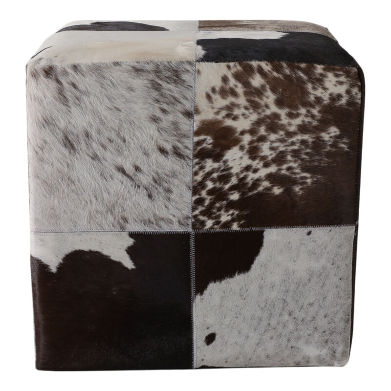 Hair On Hide Patchwork Ottoman image number 3