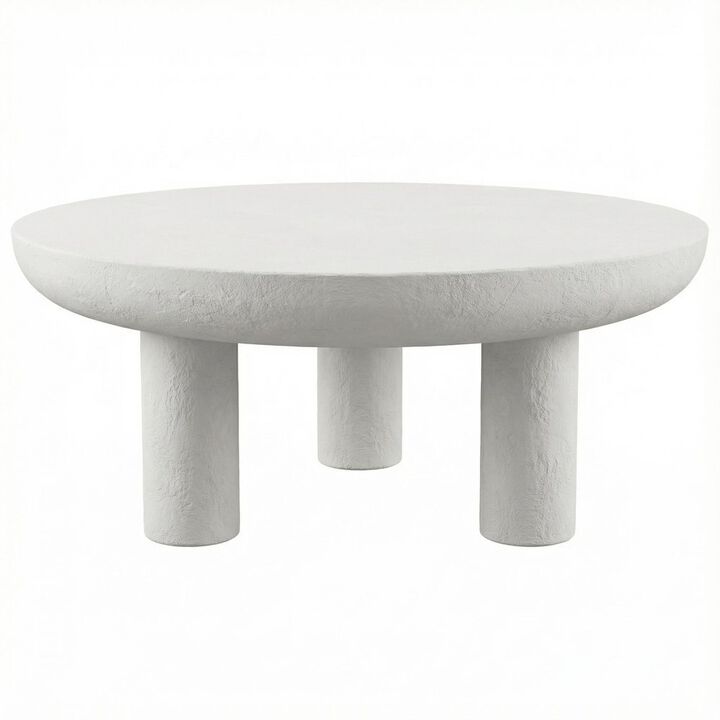 Starlight Canyon Home White Concrete Coffee Table with Iron Frame Support and Single Piece Design