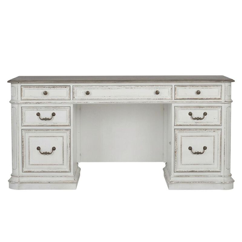 Liberty Furniture Antique White Credenza with Weathered Finish and Rubberwood Construction image number 3