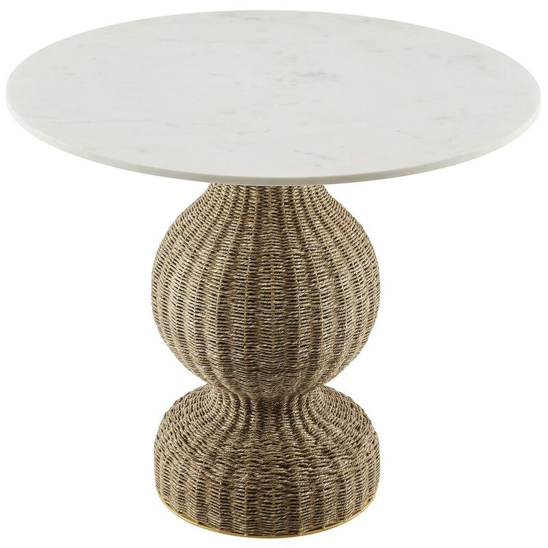 Zale 36" Marble and Seagrass Dining Table image number 3