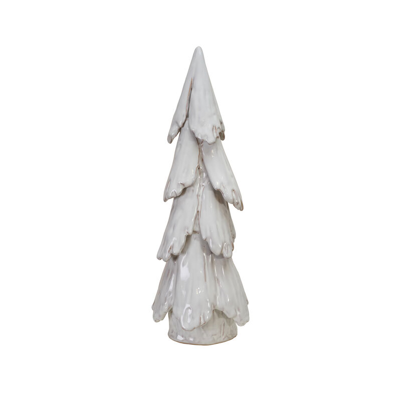 Large Handmade Stoneware Tree in Reactive Glaze, White image number 0