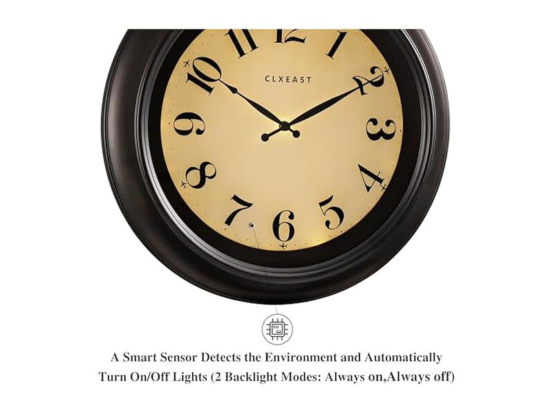 Illuminated Ai Smart Night Light Sensor Wall Clock 18 Inch Glow In Dark Black image number 3