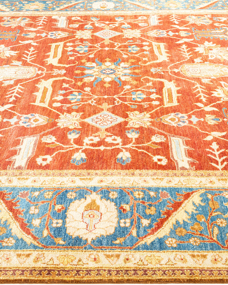 Eclectic, One-of-a-Kind Hand-Knotted Area Rug  - Orange,  8' 2" x 9' 10"