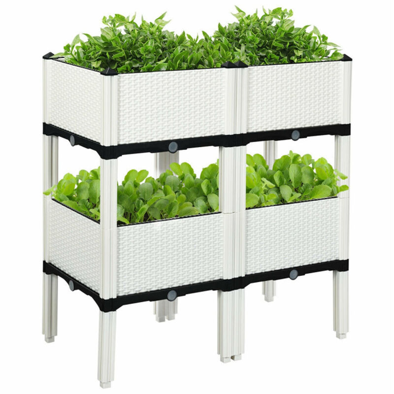 4PCS Raised Garden Bed, Elevated Planter Box Set for Outdoor Gardening