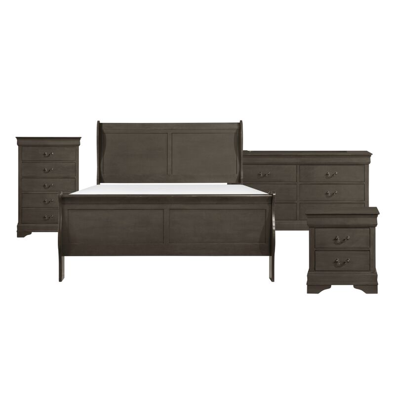 Queen Size Bedroom Set, Traditional Carved Wood Design, Gray Finish, 4-Piece Set with Bed, Nightstands and Dresser image number 0