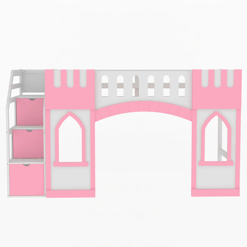 Merax Loft Bed with Storage Staircase and Window