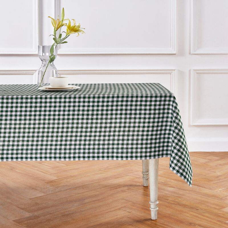 Solino Home Gingham Check 100% Linen Tablecloth &ndash; Handcrafted, Machine Washable, Perfect for Holiday and Everyday Dining
