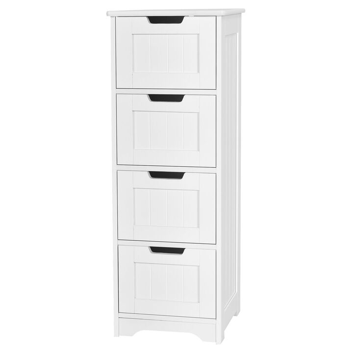 Costway Bathroom Floor Cabinet Free-Standing Side Storage Organizer w/ 4 Drawers
