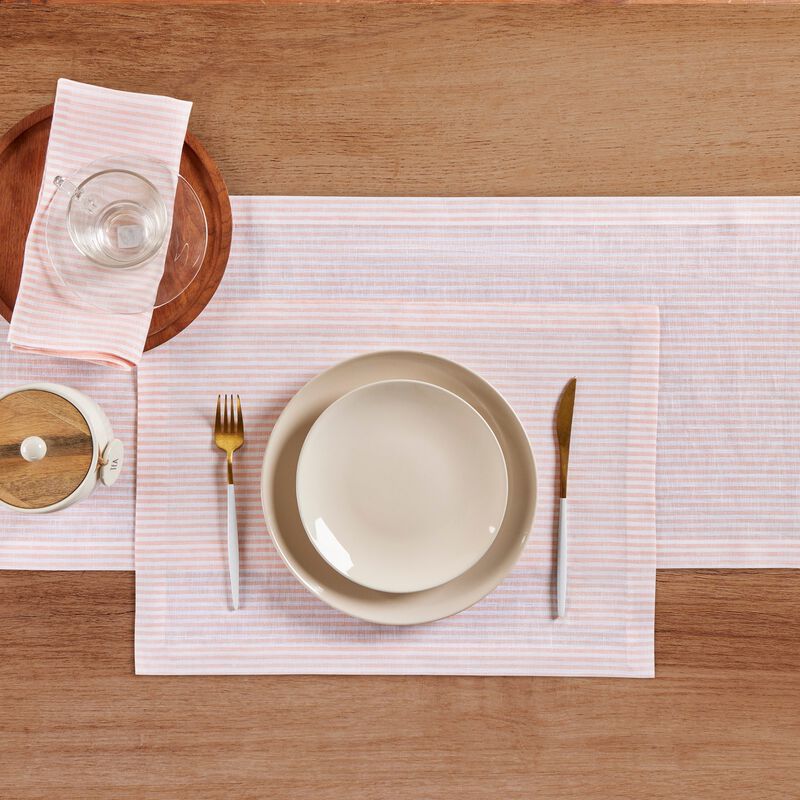 Solino Home Narrow Stripe 100% Linen Table Runner &ndash; Handcrafted, Machine Washable, Perfect for Holiday and Everyday Dining