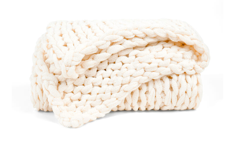 Chunky Hand-Knit Oversized Throw Blanket.