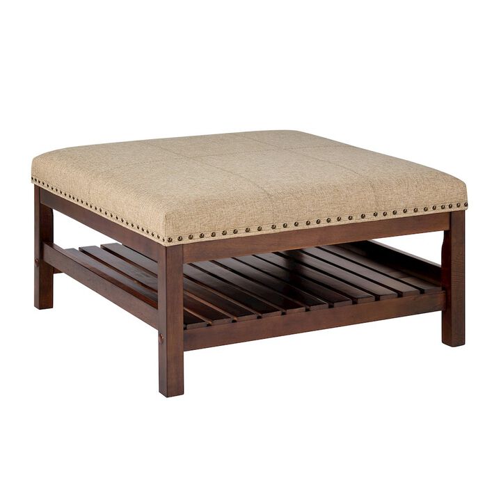 Convenience Concepts Designs4Comfort Silverton Coffee Table Cocktail Ottoman with Storage Shelf