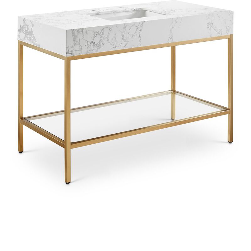 Meridian Furniture Marmo White Engineered Marble Bathroom Vanity