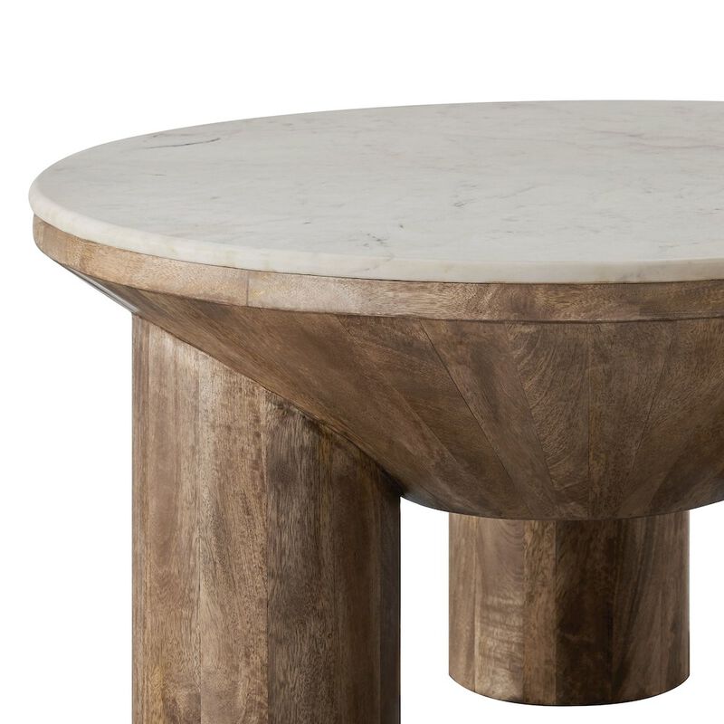 Ellison 33" Round Wood Coffee Table With Marble Top image number 5