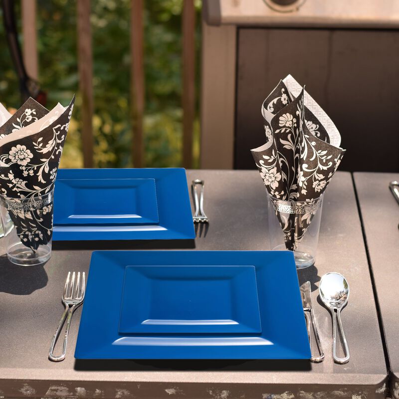 Midnight Blue Square Plastic Dinnerware Value Set (40 Sets) image number 1