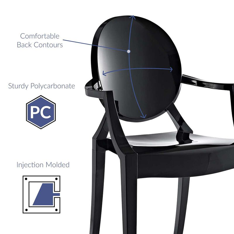 Modway Casper Modern Acrylic Stacking Two Dining Armchairs in Black image number 2