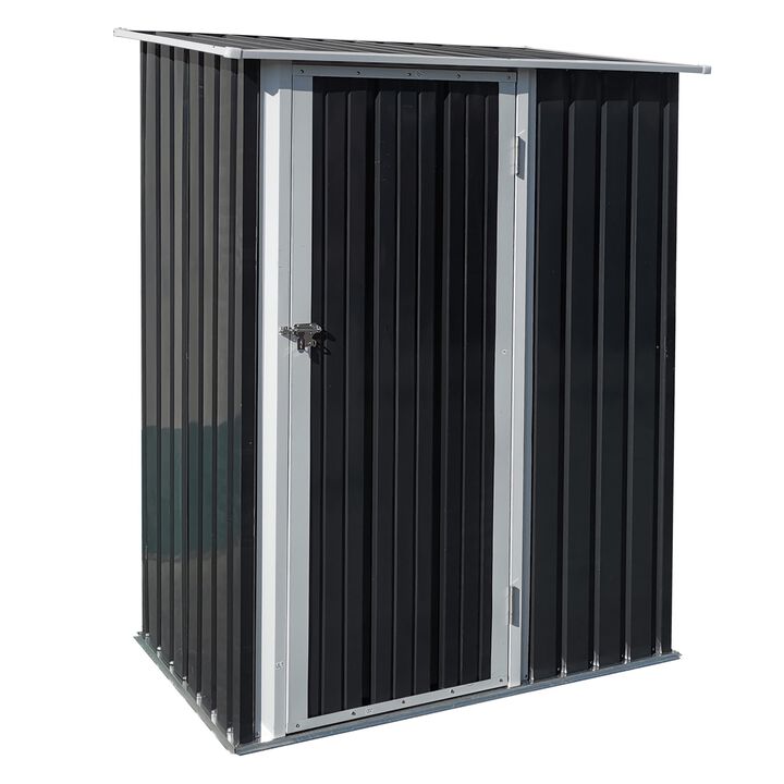 5' x 3' Metal Garden Storage Shed, Patio Tool House Cabinet with Lockable Door for Backyard, Patio, Lawn Green, Garage, Grey