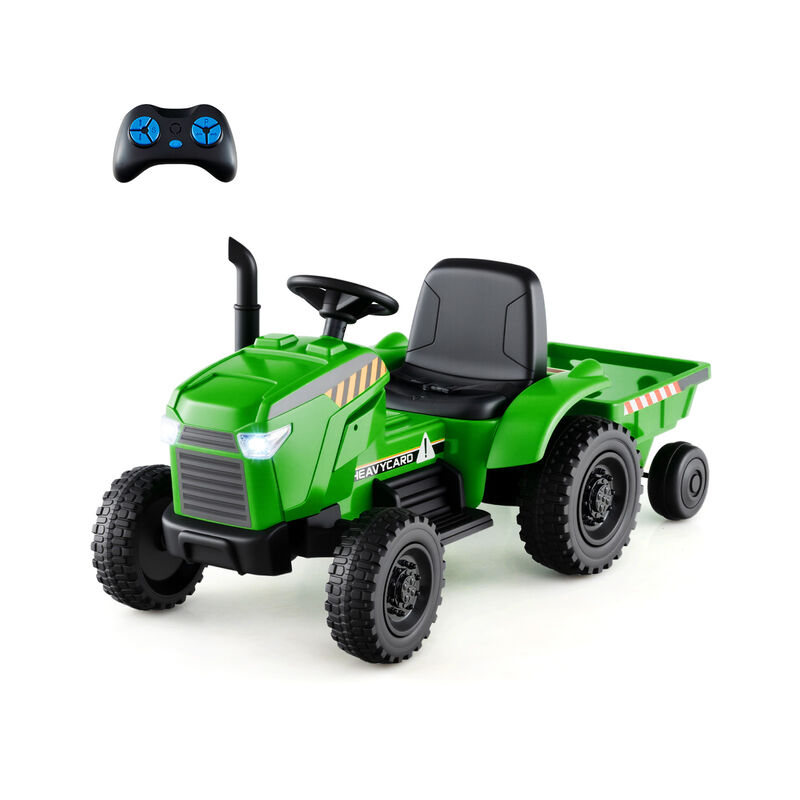 12V Electric Kids Ride-On Tractor with Trailer and 3-Gear Driving System image number 0